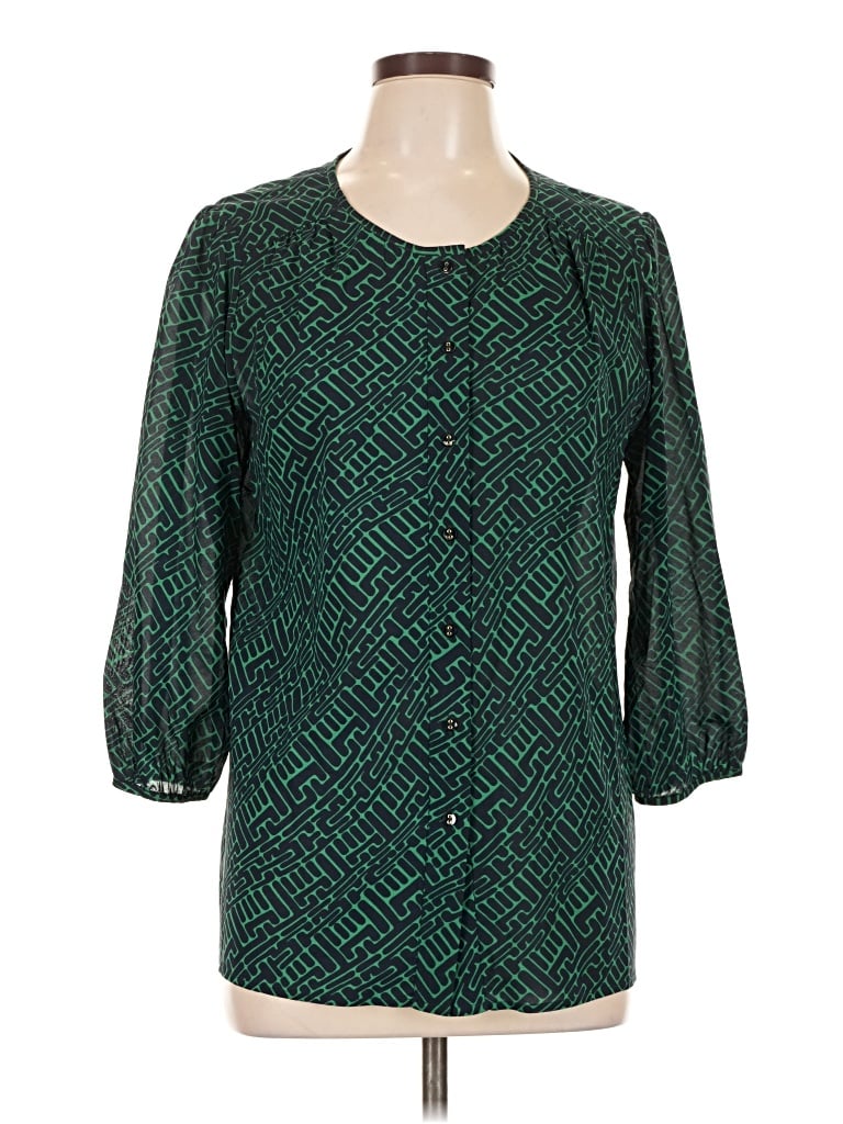 Pre-owned Shoshanna 3/4 Sleeve Blouse In Green