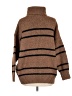 Line & Dot Stripes Brown Turtleneck Sweater Size M - photo 2