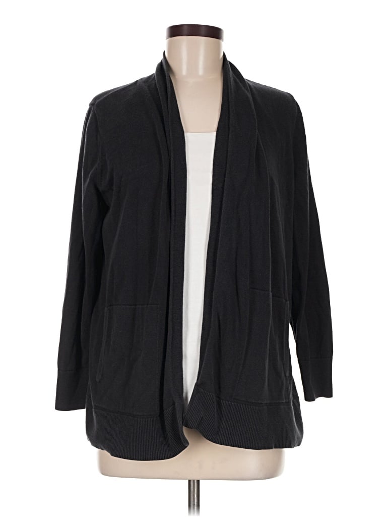 Pre-owned Lands' End Cardigan Sweater In Black