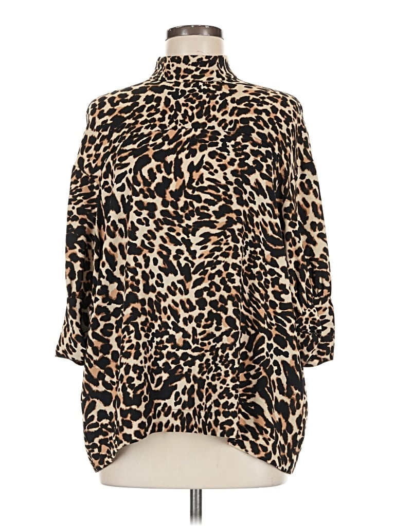 Pre-owned Zara 3/4 Sleeve Blouse In Brown