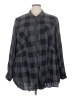 Torrid 100% Rayon Checkered-gingham Gray Long Sleeve Button-Down Shirt Size 5X Plus (6) - photo 1