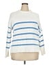 Time and Tru 100% Polyester Stripes White Pullover Sweater Size 20 - photo 1