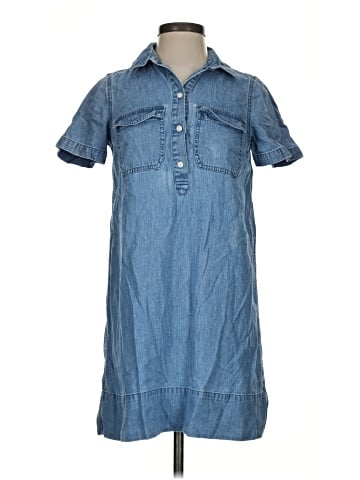 Madewell Denim Short-Sleeve Popover Shirtdress in Peachtree Wash (view 1)