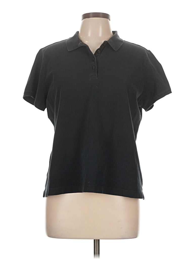 Pre-owned Lands' End Short Sleeve Polo Shirt In Black