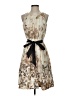 Lands' End Canvas Print Tan Ivory Cocktail Dress Size 2 - photo 1