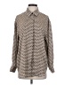 Unbranded Houndstooth Brown Long Sleeve Button-Down Shirt Size S - photo 1