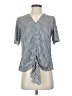 Ann Taylor 100% Polyester Checkered-gingham Gray Short Sleeve Blouse Size XS - photo 1