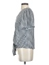 Ann Taylor 100% Polyester Checkered-gingham Gray Short Sleeve Blouse Size XS - photo 5