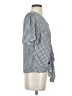 Ann Taylor 100% Polyester Checkered-gingham Gray Short Sleeve Blouse Size XS - photo 4