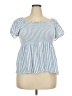 Unique Spectrum Blue Short Sleeve Blouse Size 2X - photo 1
