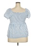 Unique Spectrum Blue Short Sleeve Blouse Size 2X - photo 2