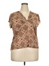 Assorted Brands 100% Polyester Print Tan Short Sleeve Blouse Size 3X - photo 1