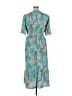 Never Fully Dressed 100% Polyester Paisley Animal Print Teal Casual Dress Size 20 - photo 2