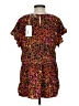 Wonder 100% Polyester Animal Print Orange Short Sleeve Blouse Size S - photo 2