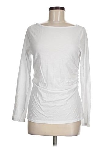 Madewell Ruched Crewneck Long-Sleeve Tee in Soft Slub (view 1)
