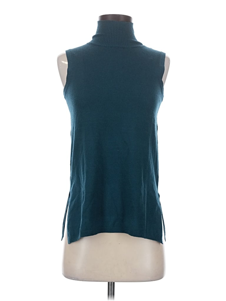 Pre-owned Wynne Layers Sleeveless Top Teal High Neck Tops