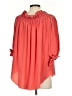 Acrobat 100% Silk Red Orange 3/4 Sleeve Silk Top Size S - photo 2