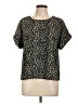 MELLODAY Animal Print Black Short Sleeve Blouse Size L - photo 1