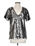 Vanessa Virginia 100% Polyester Metallic Silver Short Sleeve T-Shirt Size S - photo 1