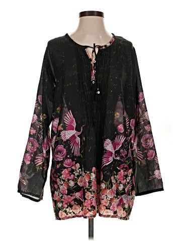 Johnny Was 3/4 Sleeve Silk Top (view 1)