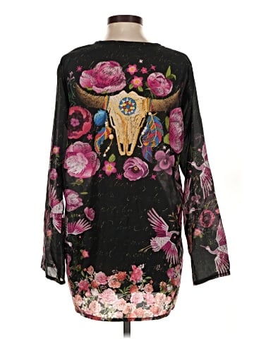 Johnny Was 3/4 Sleeve Silk Top (view 2)