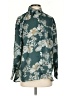 Elan 100% Polyester Floral Teal Long Sleeve Blouse Size S - photo 1
