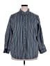 Roaman's Stripes Blue Long Sleeve Button-Down Shirt Size 18 (L) - photo 1