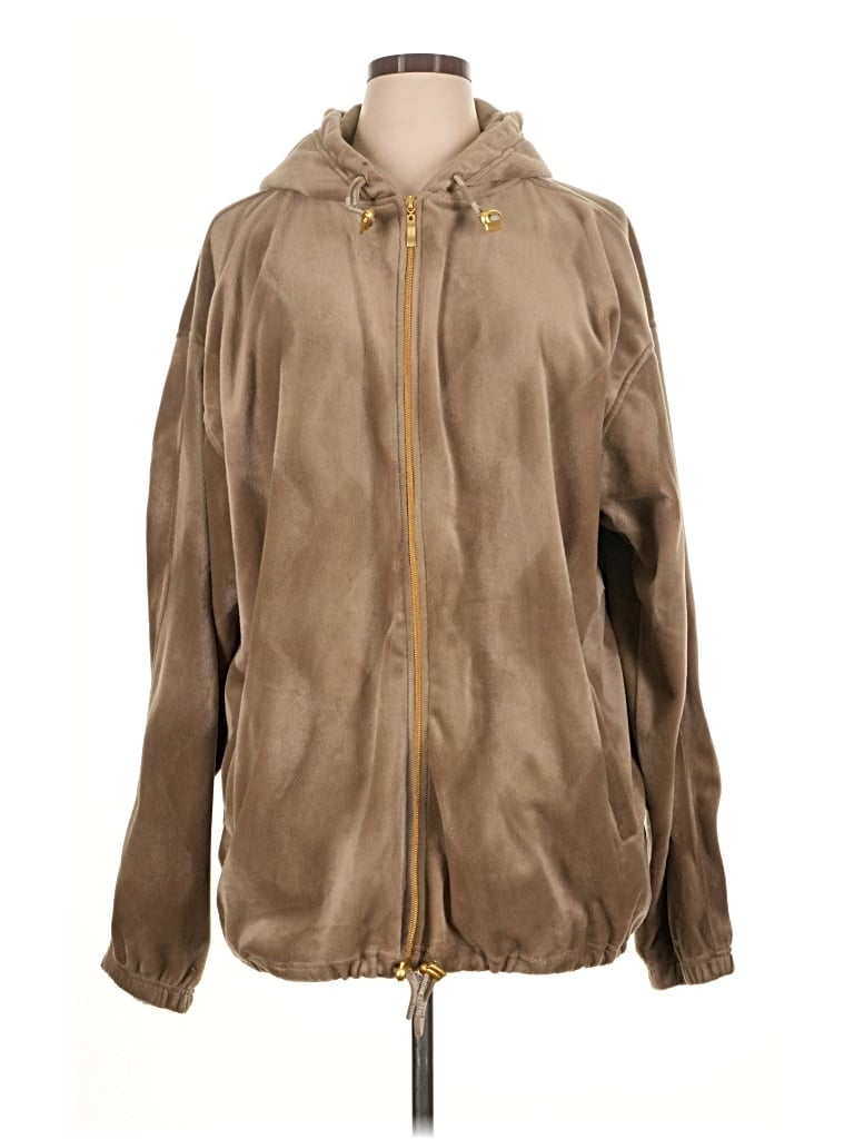 Pre-owned Assorted Brands Zip Up Hoodie In Tan