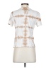 A.L.C. 100% Cotton Tie-dye Ivory Short Sleeve Turtleneck Size S - photo 2