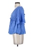 Mustard Seed 100% Rayon Blue 3/4 Sleeve Blouse Size S - photo 5