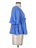 Mustard Seed 100% Rayon Blue 3/4 Sleeve Blouse Size S - photo 4