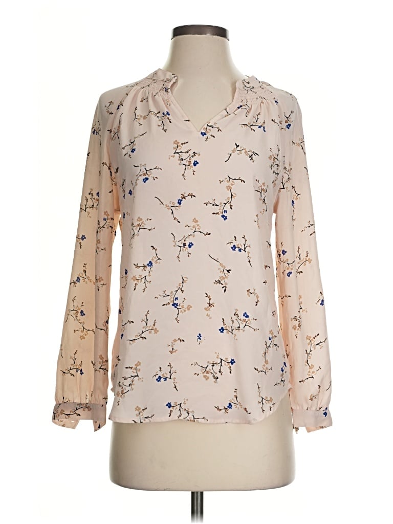 Pre-owned Ann Taylor Factory Long Sleeve Blouse In Tan