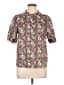 Talbots 100% Cotton Floral Purple Short Sleeve Blouse Size Lg Petite - photo 1