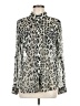 Old Navy 100% Polyester Animal Print Silver Long Sleeve Blouse Size M - photo 1