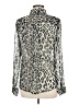 Old Navy 100% Polyester Animal Print Silver Long Sleeve Blouse Size M - photo 2