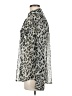 Old Navy 100% Polyester Animal Print Silver Long Sleeve Blouse Size M - photo 5