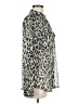 Old Navy 100% Polyester Animal Print Silver Long Sleeve Blouse Size M - photo 4