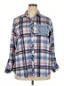 Avenue 100% Polyester Plaid Blue Long Sleeve Blouse Size 18 Plus - photo 1