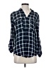 E&M Collection 100% Rayon Plaid Blue Long Sleeve Blouse Size S - photo 1