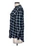 E&M Collection 100% Rayon Plaid Blue Long Sleeve Blouse Size S - photo 5
