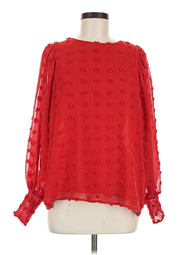 Pre-owned Vine & Love Long Sleeve Blouse In Red