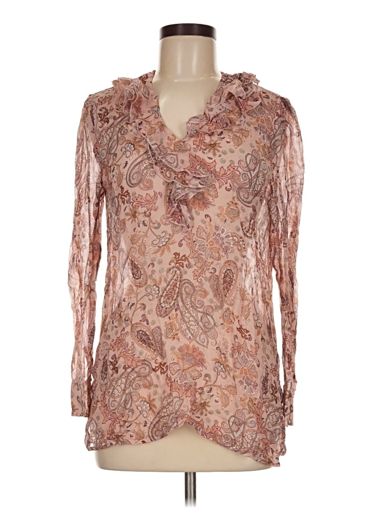 Pre-owned Apostrophe Long Sleeve Blouse In Brown