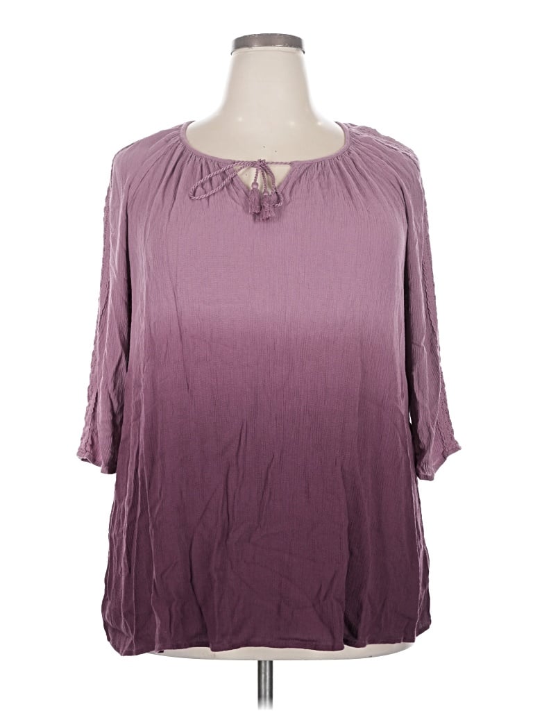 Pre-owned Como Vintage 3/4 Sleeve Blouse In Purple