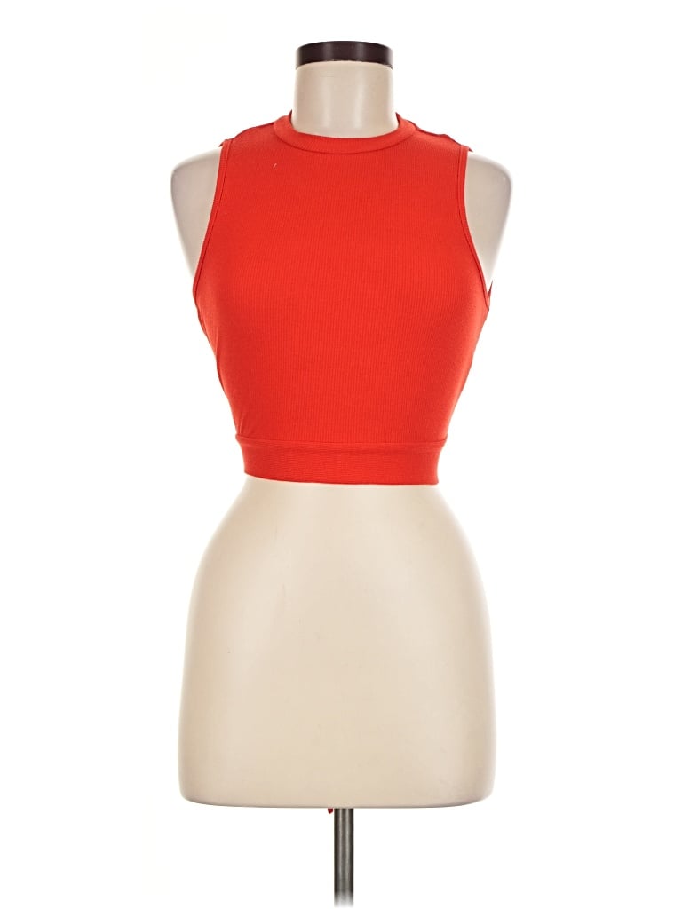 Pre-owned Shein Sleeveless Top Orange Halter Neckline Tops