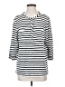 Chico's Stripes White 3/4 Sleeve Top Size S - photo 1