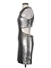 Halston Heritage Metallic Silver Cocktail Dress Size 2 - photo 5