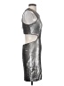 Halston Heritage Metallic Silver Cocktail Dress Size 2 - photo 4
