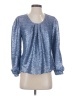 Tyler Boe 100% Polyester Metallic Blue Long Sleeve Blouse Size XS - photo 1