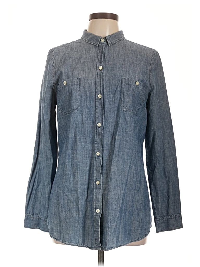 Pre-owned Old Navy Long Sleeve Button Down Shirt In Blue