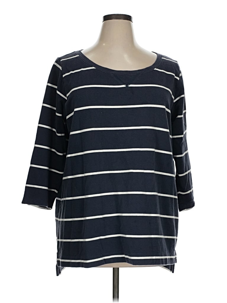 Pre-owned Lands' End 3/4 Sleeve T-shirt In Blue